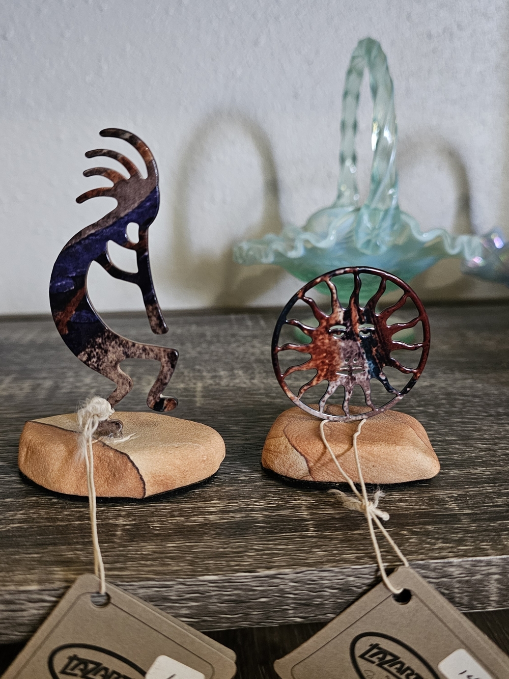 Rustic Kokopelli & Sun Figurine Set in Brown and Tan